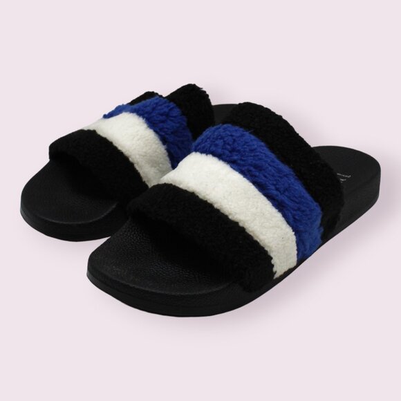 Inc Womens Black Striped Comfort Peymin Round Toe Slide Sandals - Picture 4 of 7